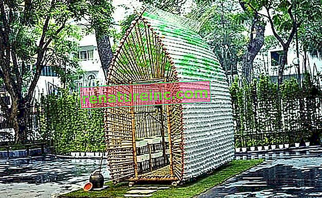 Drivhuset er laget av PET-flaske og bambus